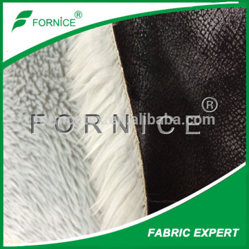 hot stamping foil suede bonded fabric with fake long fur