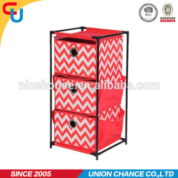 3 tiers metal storage rack with fabric storage box