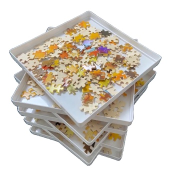 8pcs Set Jigsaw Puzzle Sorting Trays - Plastic Stackable Puzzle Organizer with Lid