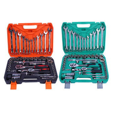 Kit Alat Pembaikan Auto Manual 61-Piece Komprehensif: Spanners, Sockets, Wrenches, Screw Pemutar Bit untuk Kereta, Motosikal, dan Basikal