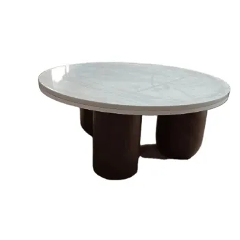 Nordic Wabi-Sabi Solid Wood Round Coffee Table for Apartment Living Room