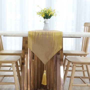 Customizable Luxury Table Runners with Striped European Yellow Patterns