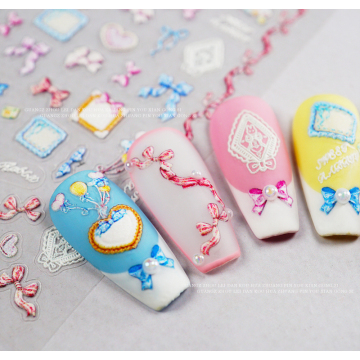 Hotselling Fashionable 3D Cute Pink Nail Sticker Decals