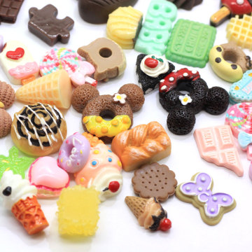 Mixed Resin Simulation Lebensmittel Home Ornament Süße Süßigkeiten Donut Cabochon Perlen Puppenhaus Spielzeug für Schlüsselanhänger Herstellung Haarspange DIY