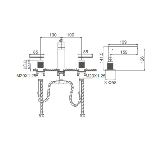 Bath Shower Mixer Taps 5-Hole Rim Mounted Bath Shower Mixer Manufactory