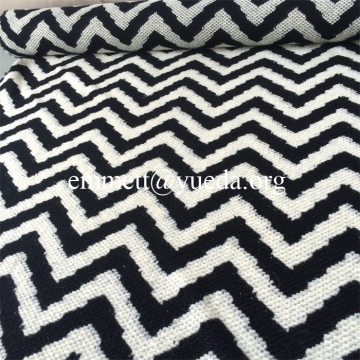 20% wool 80% Polyester zigzag pattern jacquard knit fabric for poncho overcoat