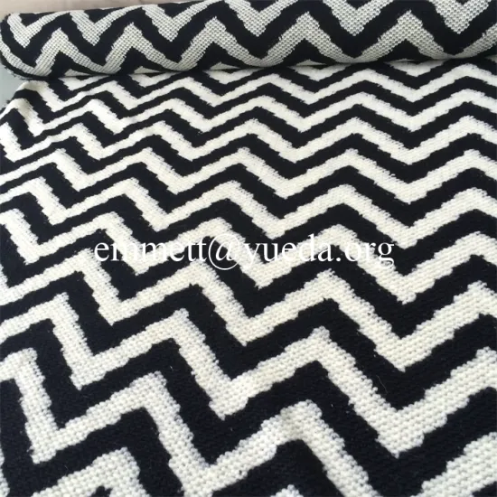 20% wool 80% Polyester zigzag pattern jacquard knit fabric for poncho overcoat