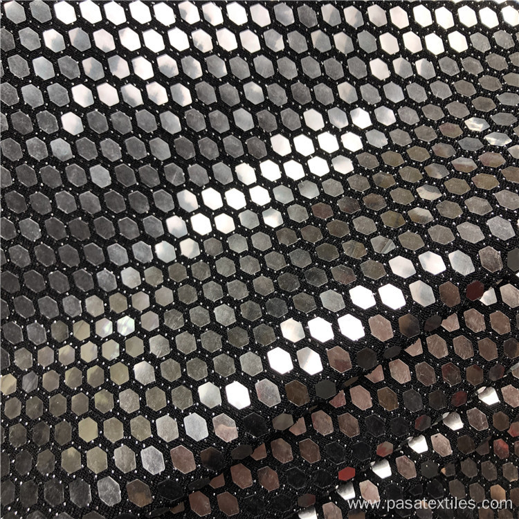 Hot Selling customize Sequin Girl Solid Knitted Korean Fabric lurex black silver With Sequin Fabric