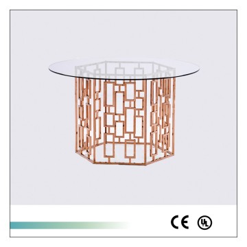Goolee Chic Design Home Furniture Metal Toughened Glass Dining Table