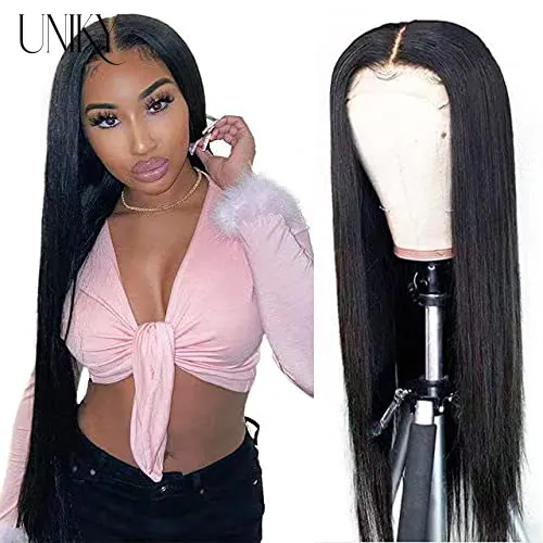 Uniky New Arrival Human Hair Straight Wave Lace Closure Wig 100% Unprocessed Raw Brazilian Virgin Cuticle Aligned Human Hair Wig