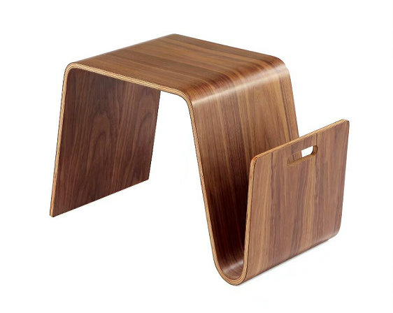 Mesa lateral de madera contrachapada moderna de mediados de siglo