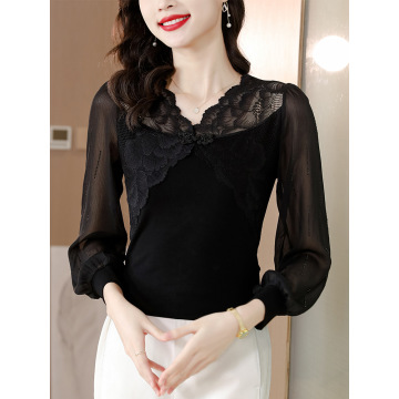 V-neck bottoming shirt women's autumn new style