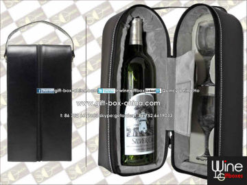 Faux leather wine carrying case