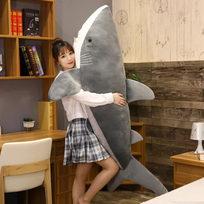 White Shark Plush Toy: Creative Action Figure and Megalodon Sleeping Throw Pillow