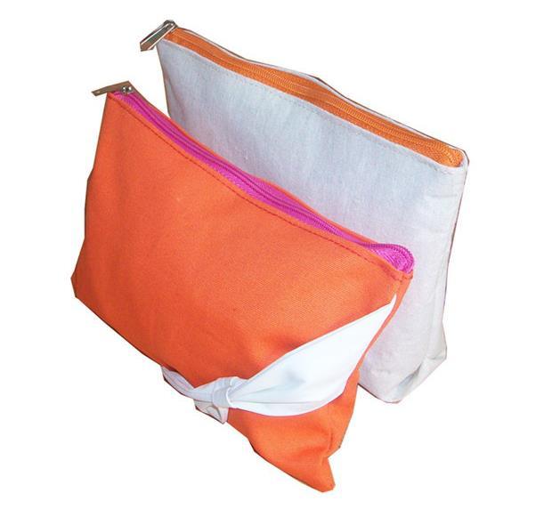 Orange cotton zipper bag 