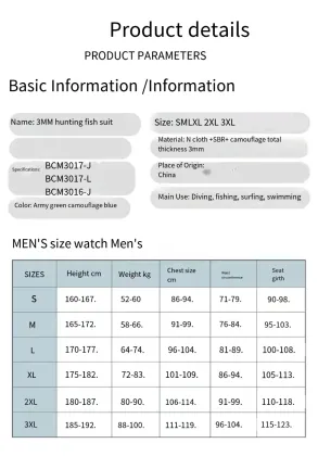 3MM 3-Color Warmth and Cold Protection Split Swimsuit for Surfing and Fishing