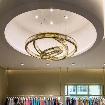 Modern Customizable Ring Design Banquet Crystal Pendant Lamp