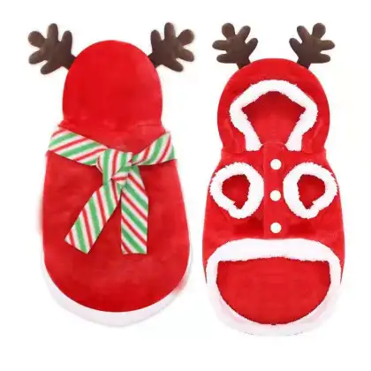 Pet Christmas day dress up costumes fashion high-end brand winter flannel elk dog clothes cat pet clothes