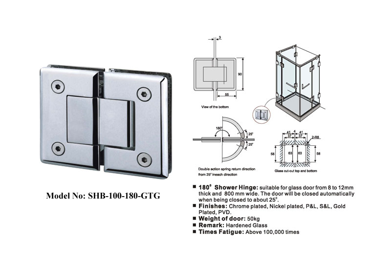 Glass-to-Glass Hinges Satin Finish