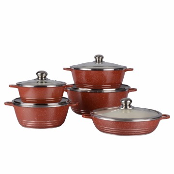 5-Piece Wheat Rice Stone Non-Stick Cookware Set with Gift Box