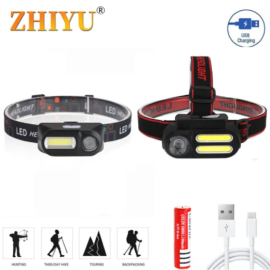 T6+COB USB Rechargeable Headlight Mini Portable LED Headlight Flashlight Camping Fishing Light Lantern Waterproof Flashlight