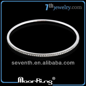 925 Sterling Silver Bracelet Bangles with Rhodium Plated CZ Diamond