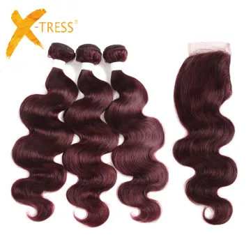 Body Wave  Hair Extension  Colored Human Hair Bundles  99J Bundles With Closure