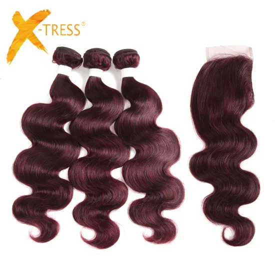 Body Wave  Hair Extension  Colored Human Hair Bundles  99J Bundles With Closure