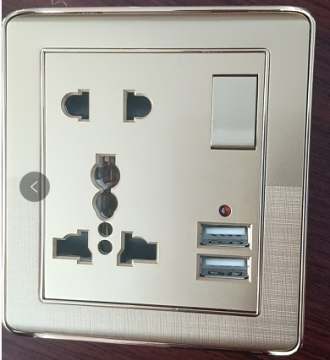 Pakistan Design 1 Gang 5 Pin MF Socket with Double USB