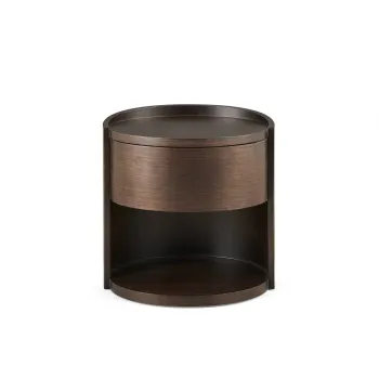 Modern Round Bedside Table with One Drawer - Bedroom Furniture