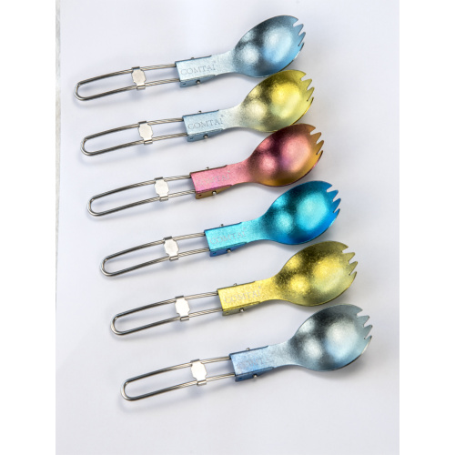 Pure titanium folding spork