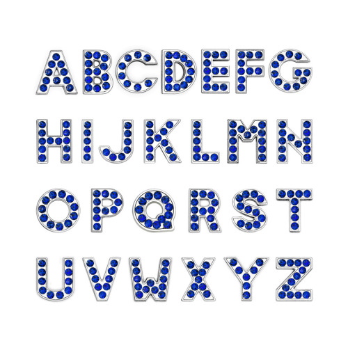 Hot Popular Silver Rhinestone Slide Letters A To Z Rhinestones Slider Alphabet Beads Bling Initials Letter Statement Charms