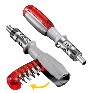 Affordable Multi-Angle Ratchet Screwdriver Set with 10pcs Bits and Magnetic Feature