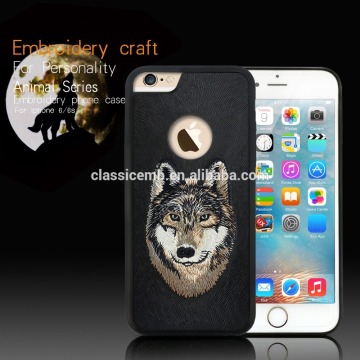 Mobile Phone case with embroidered anima lfor Iphone 6 and 6s