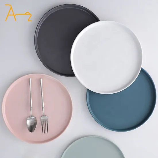 Customizable Multi-Color Glaze Porcelain Dinner Plates for Weddings, Hotels, and Restaurants