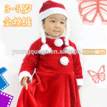 CM19 Christmas Santa Claus costume show costumes for children 3-5 girls gold velvet dress