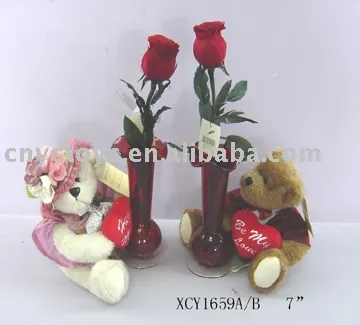 Plush Valentine Bear w/Vase