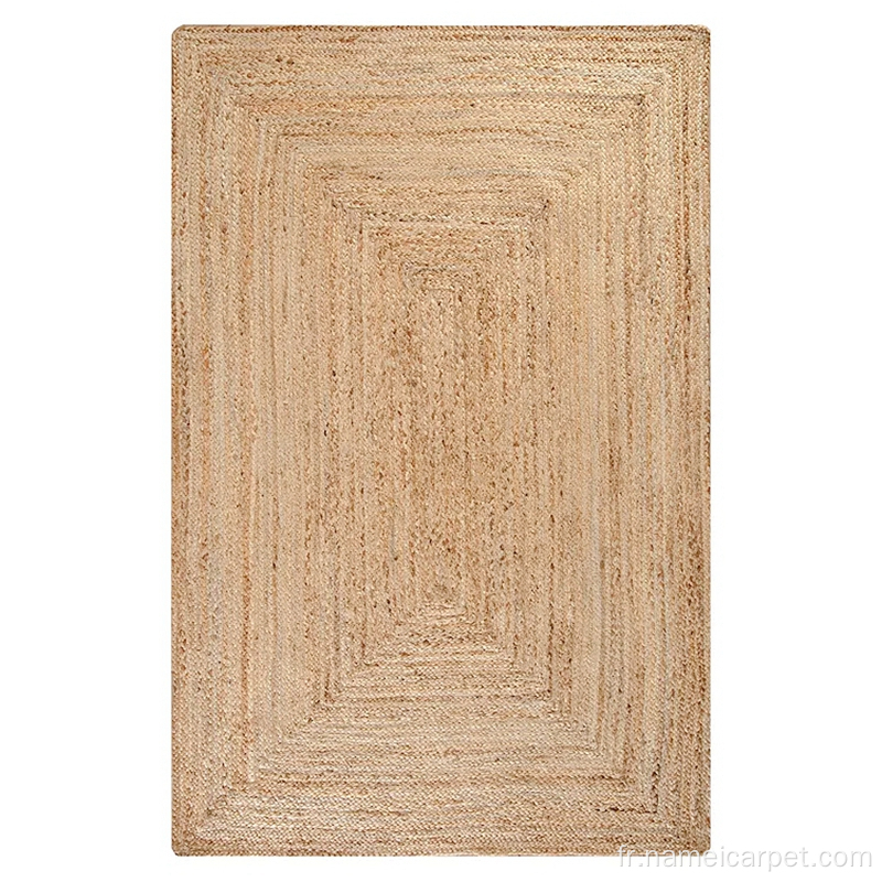 Tapis de plancher de jute de jute de jute tressé en fibre naturelle à la main