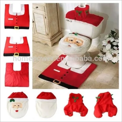 2015 Newest Christmas Happy Santa Toilet Seat Cover and Rug Bathroom Set