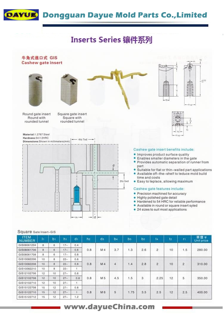 Precision Injection Plastic Mould 1.2767 Gate Inserts Series