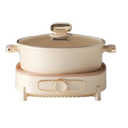 2024 5L Round Dry Burn Protection Hot Pot with Glass Cover