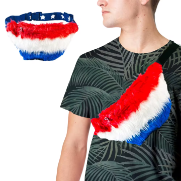 HLC Patriotic Fanny Pack - Red White Blue Waist Belt for Adults