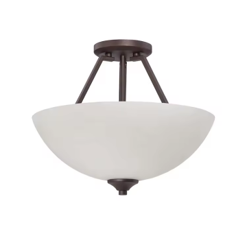 Nordic Style Farmhouse White Glass Semi Flush Mount Pendant Lamp for Bedroom, Dining Room, Living Room
