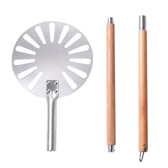 Baking Utensils Round Perforated pizza peel shovel aluminum Detachable Wooden Handle pizza turning peel