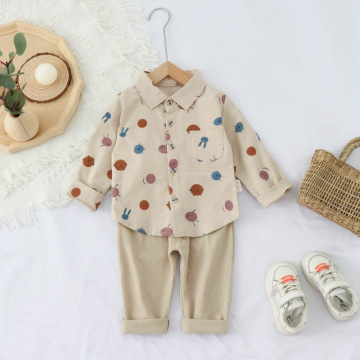 New baby full body printing boys shirts spring and autumn long sleeves toddler boys clothing kids clothing sets boys