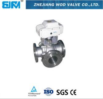 Stainless steel electric actuator flange 3way ball valve for steam