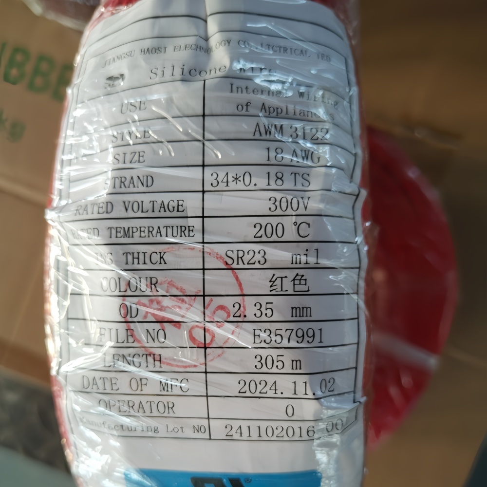 Silicone braid wire UL3122 18# RED
