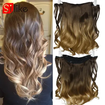 Natural Clip in One Piece Hair Extension Three Hairpieces Long Wavy Invisible Wire Fish Line Hair Synthetic Hair Extensions