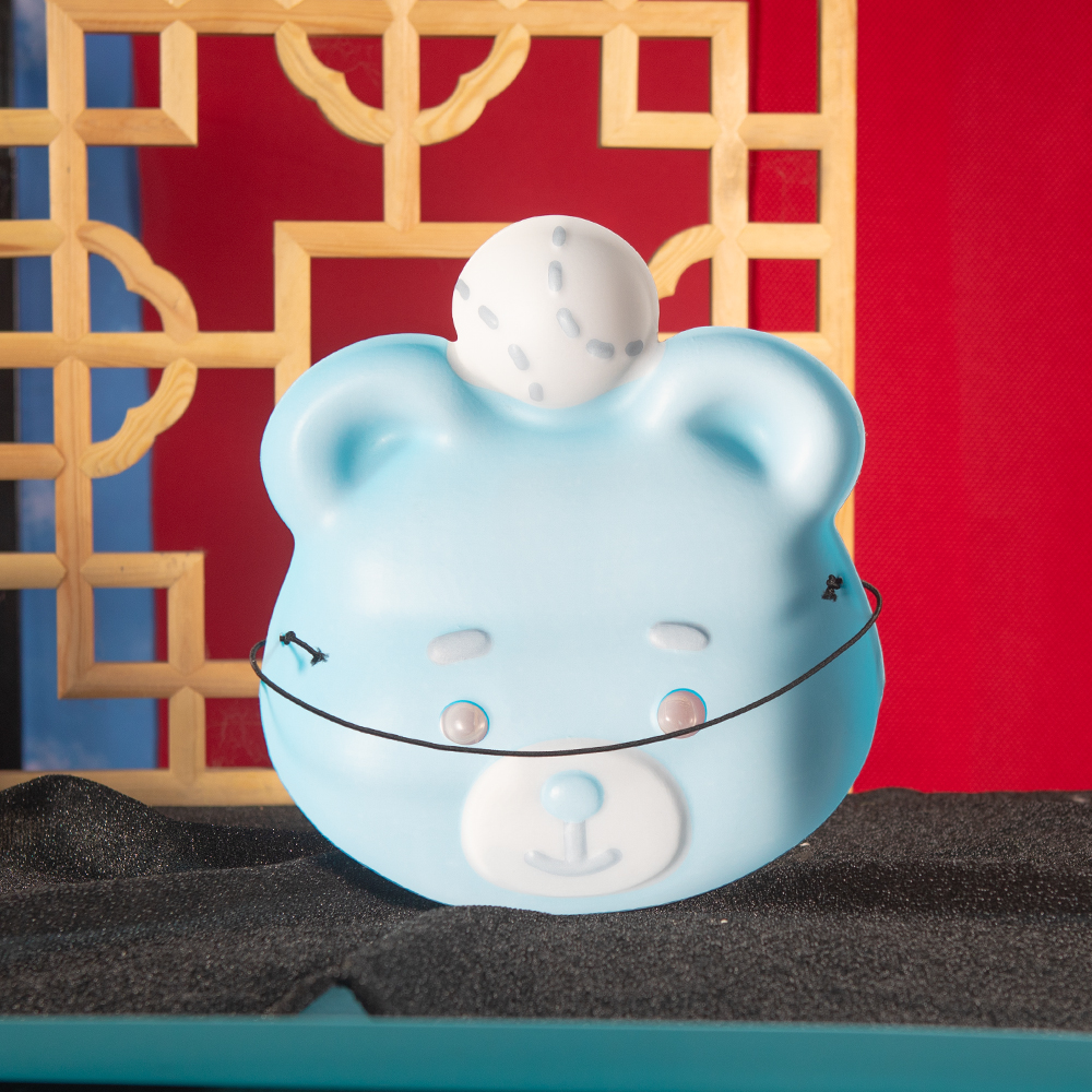 Blue Rice Ball Bear Kids Cartoon Party Mask