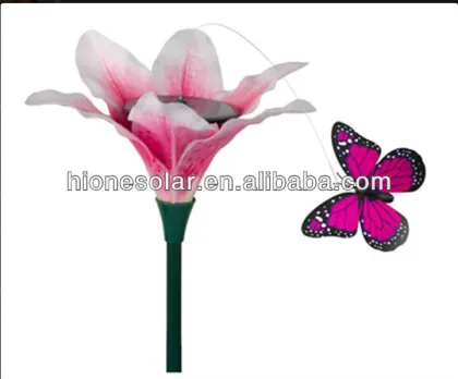 Solar fluttering butterfly with flower